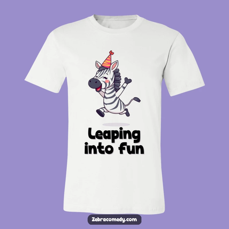 Funny Zebra Party Leap T-Shirt: Express Your Festive Spirit