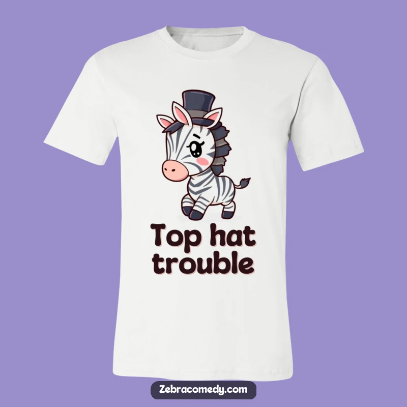 Funny Zebra T-Shirt: Top Hat Style, Mischievous Wink, Playful Tee
