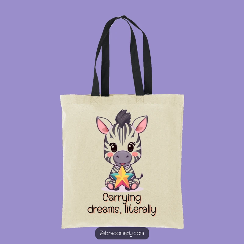 Funny Zebra Cub Star Balancing Tote Bag: Carry Your Essentials with a Smile!