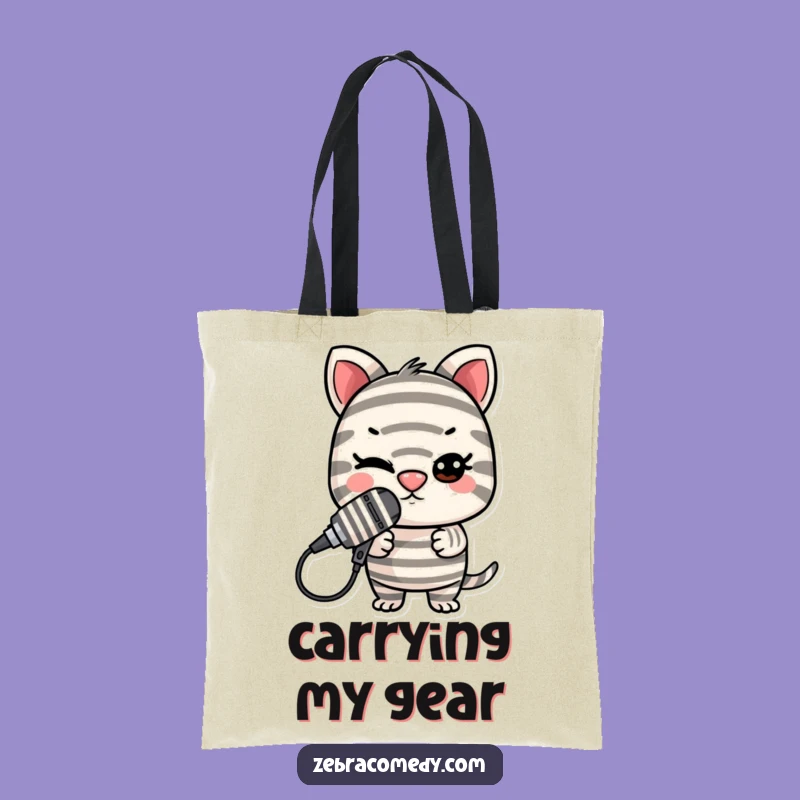 Funny Striped Microphone Tote Bag: Carry Your Gear with Hilarious Stage Presence