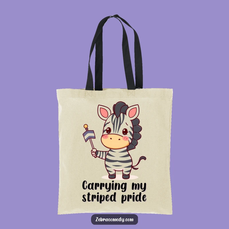 Funny Zebra Flag Waving Tote Bag: Carry Your Cheer Everywhere