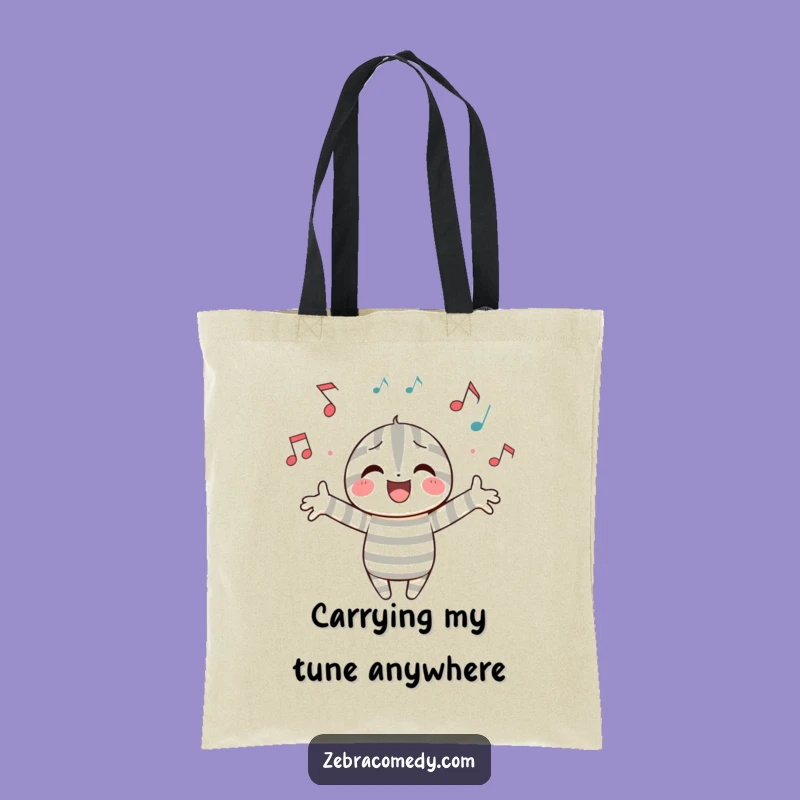 Funny Musical Notes Tote Bag: Carry Your Tunes with a Striped Character Gift