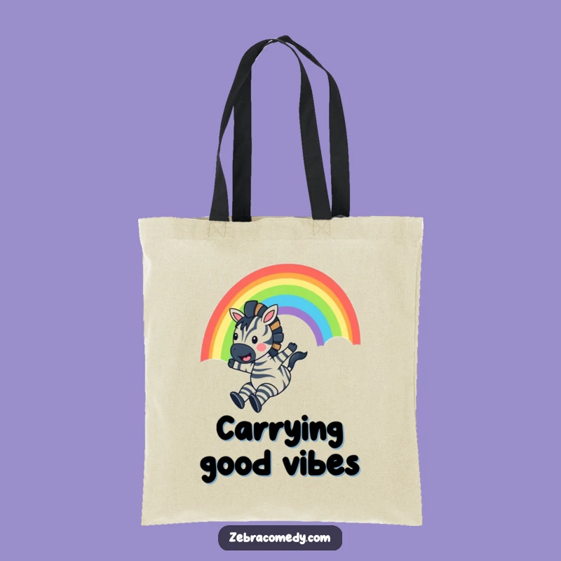 Funny Zebra Rainbow Slide Tote Bag: Carry Your Joy, An Excellent Funny Gift for Shoppers