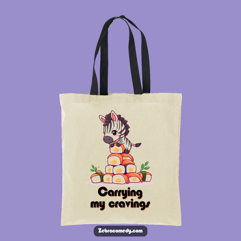 Funny Zebra Sushi Tote Bag - Whimsical Balancing Act, Eco-Friendly Gift
