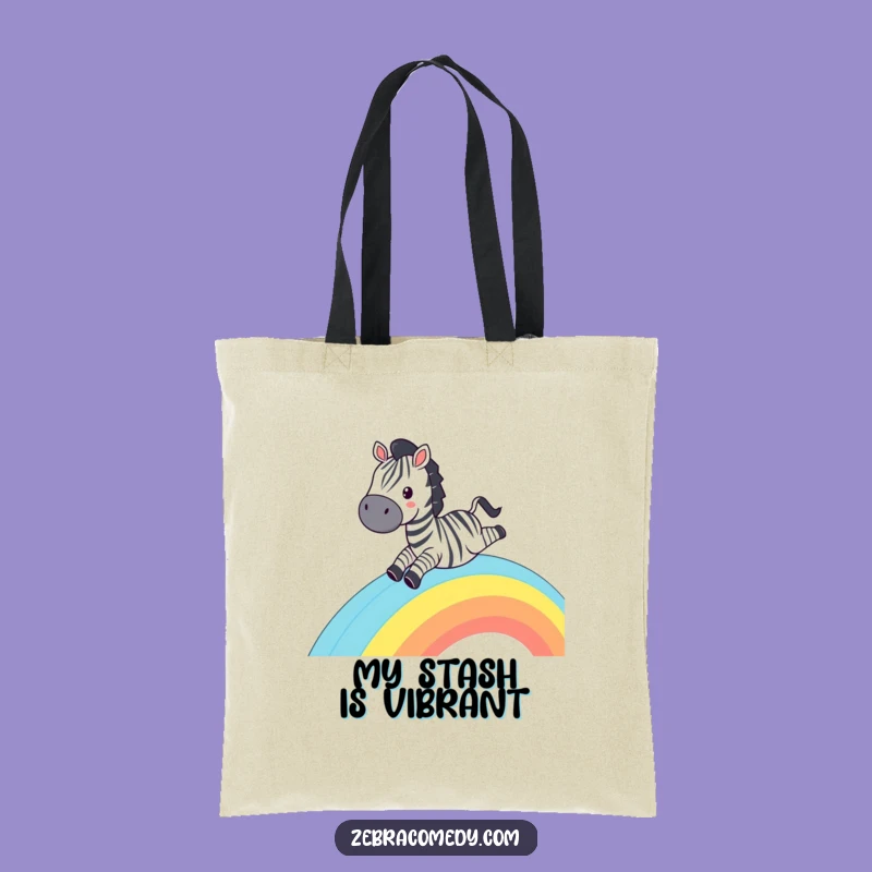 Funny Zebra Rainbow Slide Tote Bag - Spacious Grinning Zebra Bag, Perfect Humorous Gift